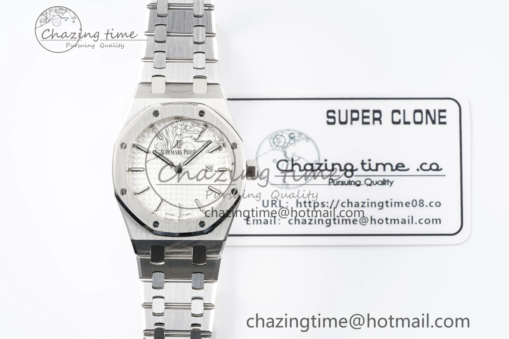 Lady Royal Oak 33mm SS JJF 1:1 Best Edition White Dial on SS Bracelet ETA Quartz