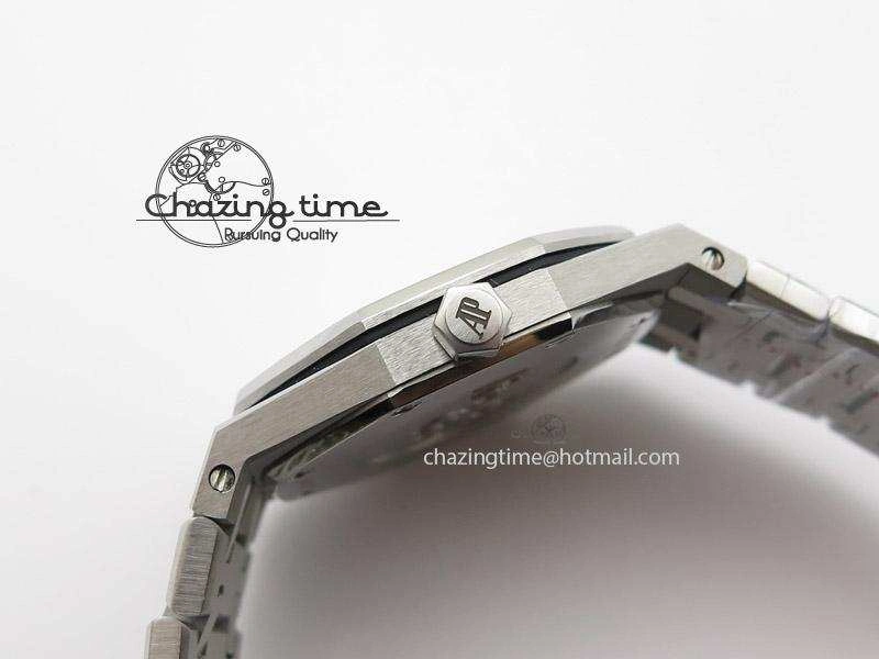 Lady Royal Oak 33mm SS White Textured Dial Diamonds Bezel on bracelet RONDA Quartz