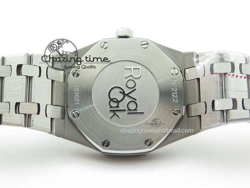 Lady Royal Oak 33mm SS White Textured Dial Diamonds Bezel on bracelet RONDA Quartz