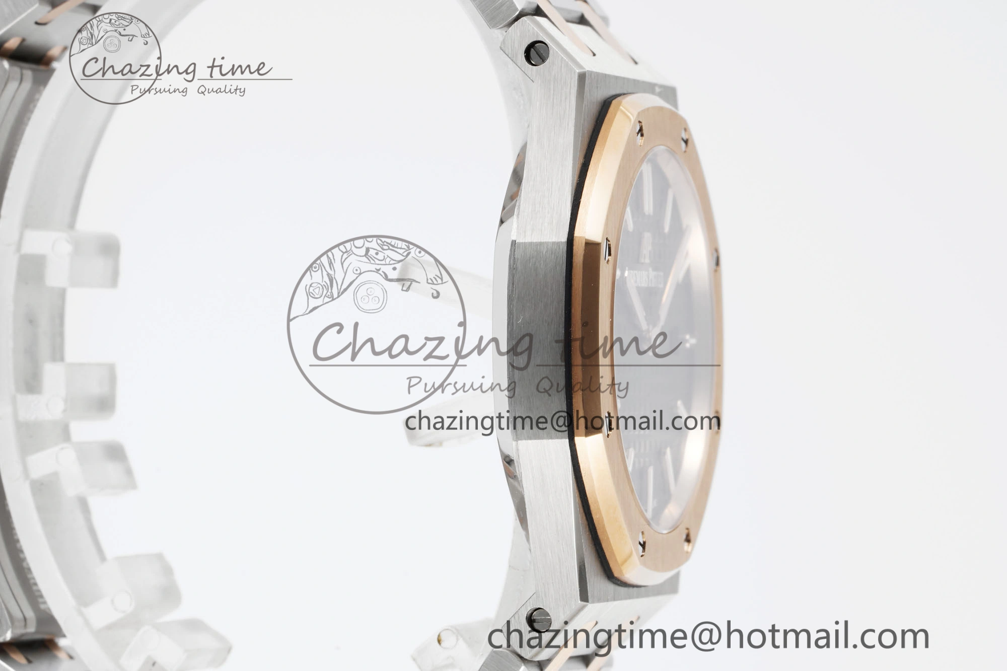 Lady Royal Oak 33mm SS RG JJF 1:1 Best Edition Black Dial on SS RG Bracelet ETA Quartz