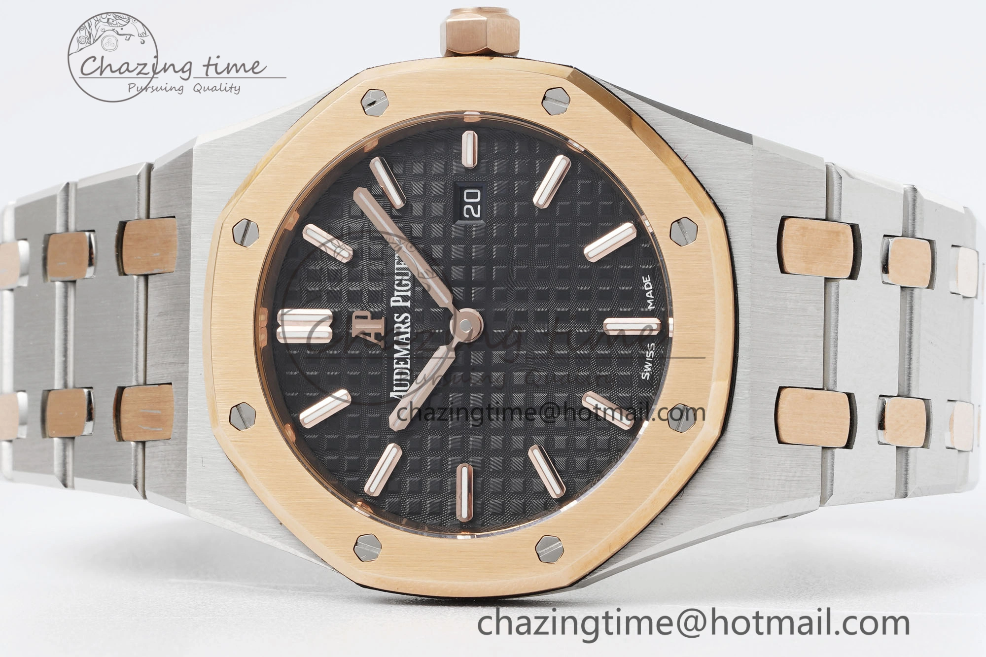 Lady Royal Oak 33mm SS RG JJF 1:1 Best Edition Black Dial on SS RG Bracelet ETA Quartz