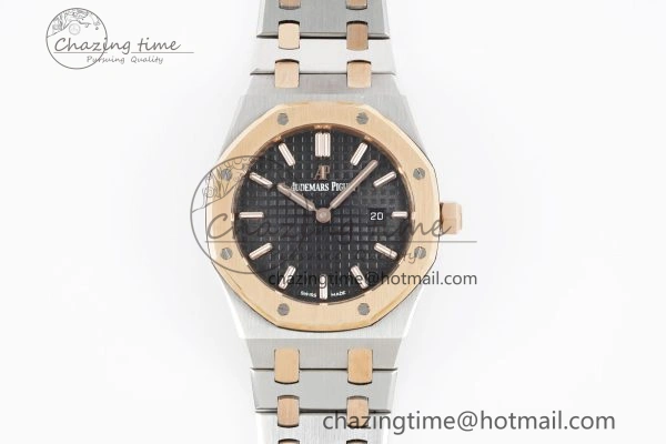Lady Royal Oak 33mm SS RG JJF 1:1 Best Edition Black Dial on SS RG Bracelet ETA Quartz