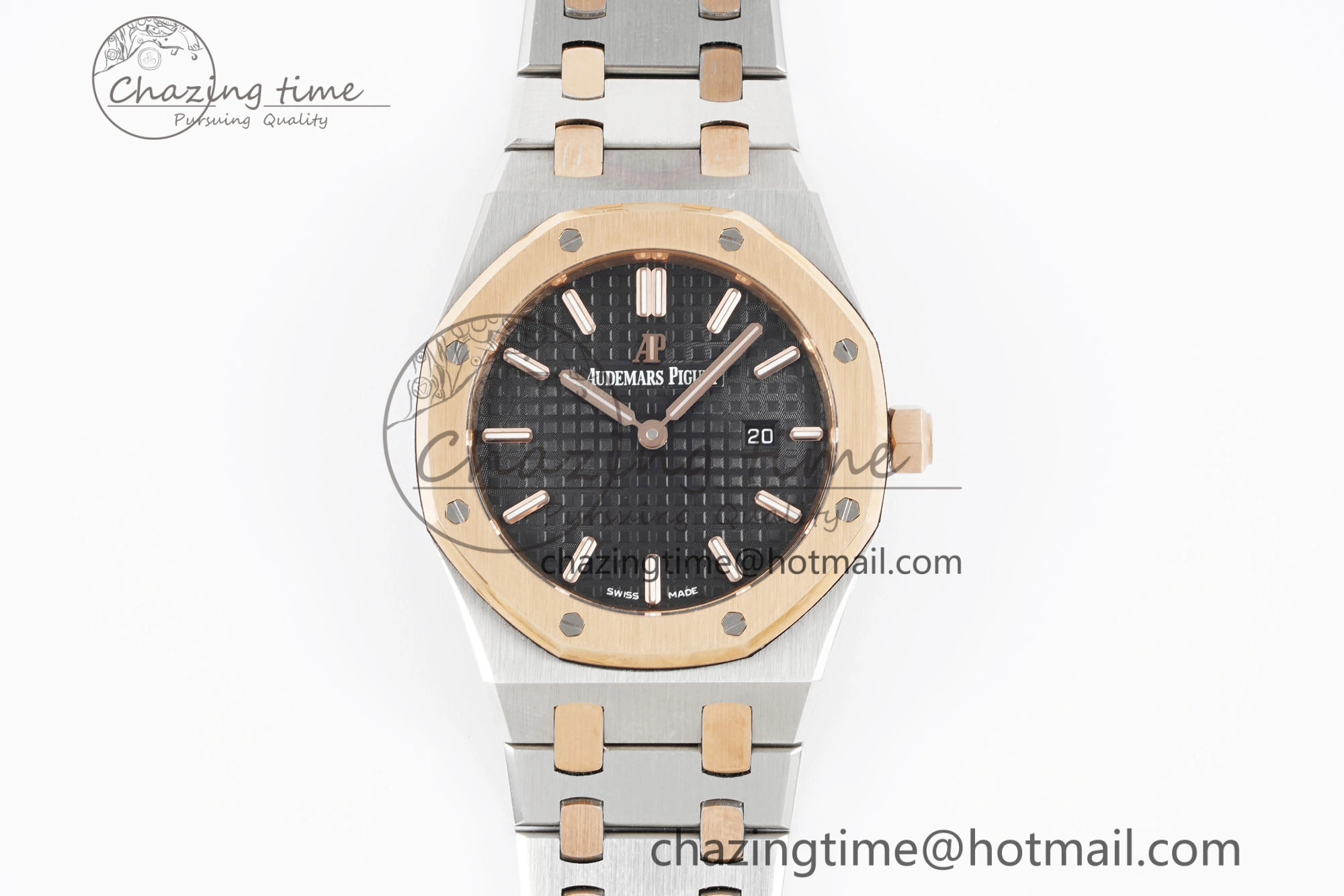 Lady Royal Oak 33mm SS RG JJF 1:1 Best Edition Black Dial on SS RG Bracelet ETA Quartz