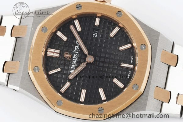 Lady Royal Oak 33mm SS RG JJF 1:1 Best Edition Black Dial on SS RG Bracelet ETA Quartz