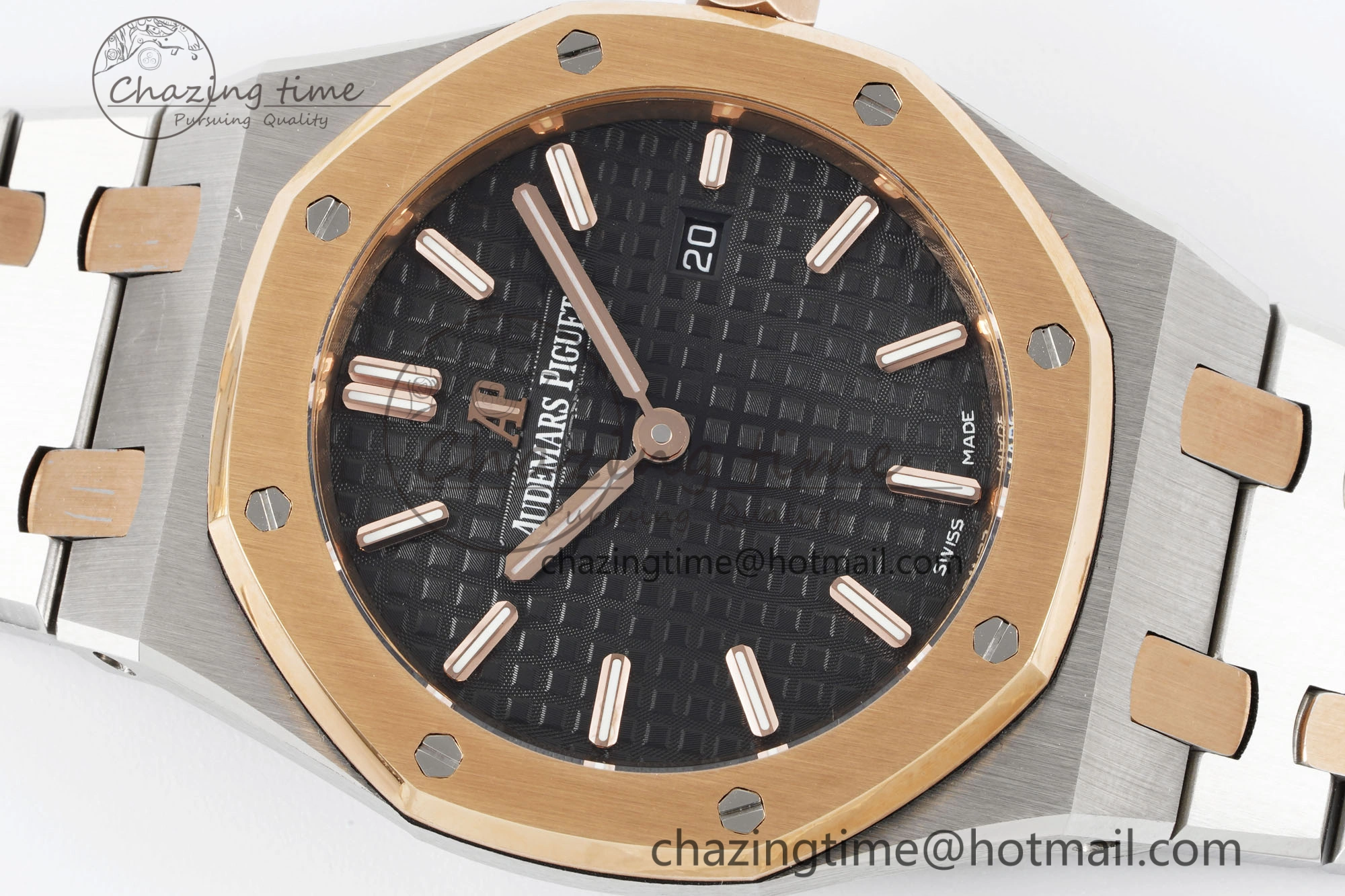 Lady Royal Oak 33mm SS RG JJF 1:1 Best Edition Black Dial on SS RG Bracelet ETA Quartz