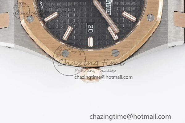 Lady Royal Oak 33mm SS RG JJF 1:1 Best Edition Black Dial on SS RG Bracelet ETA Quartz