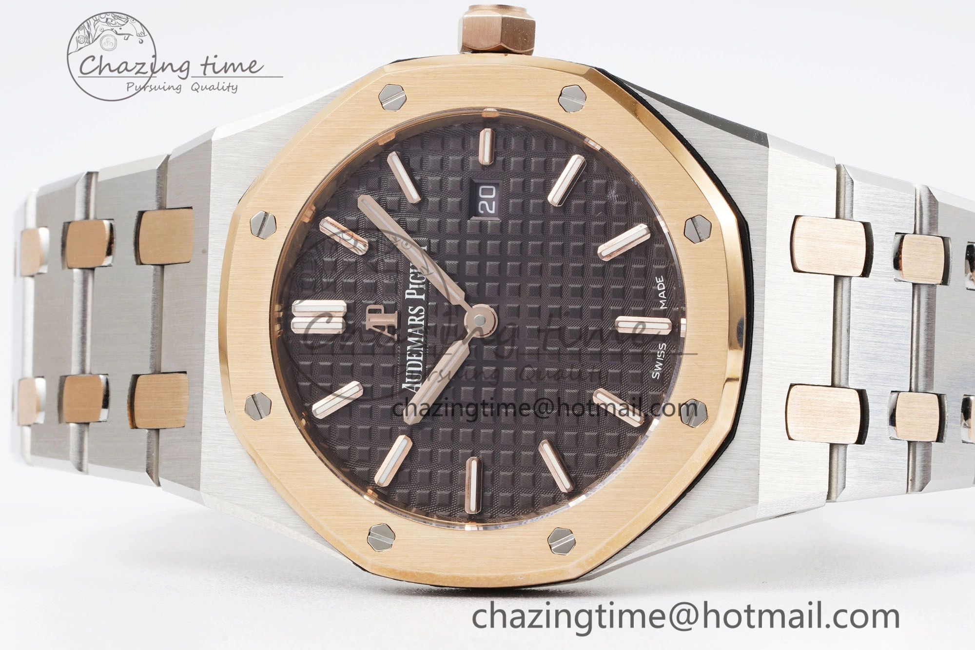 Lady Royal Oak 33mm SS RG JJF 1:1 Best Edition Brown Dial on SS RG Bracelet ETA Quartz