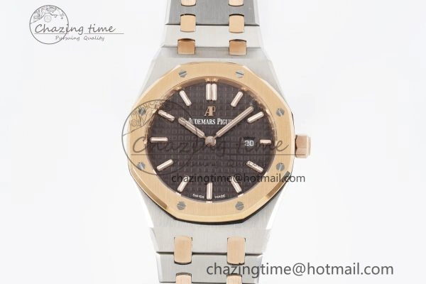 Lady Royal Oak 33mm SS RG JJF 1:1 Best Edition Brown Dial on SS RG Bracelet ETA Quartz