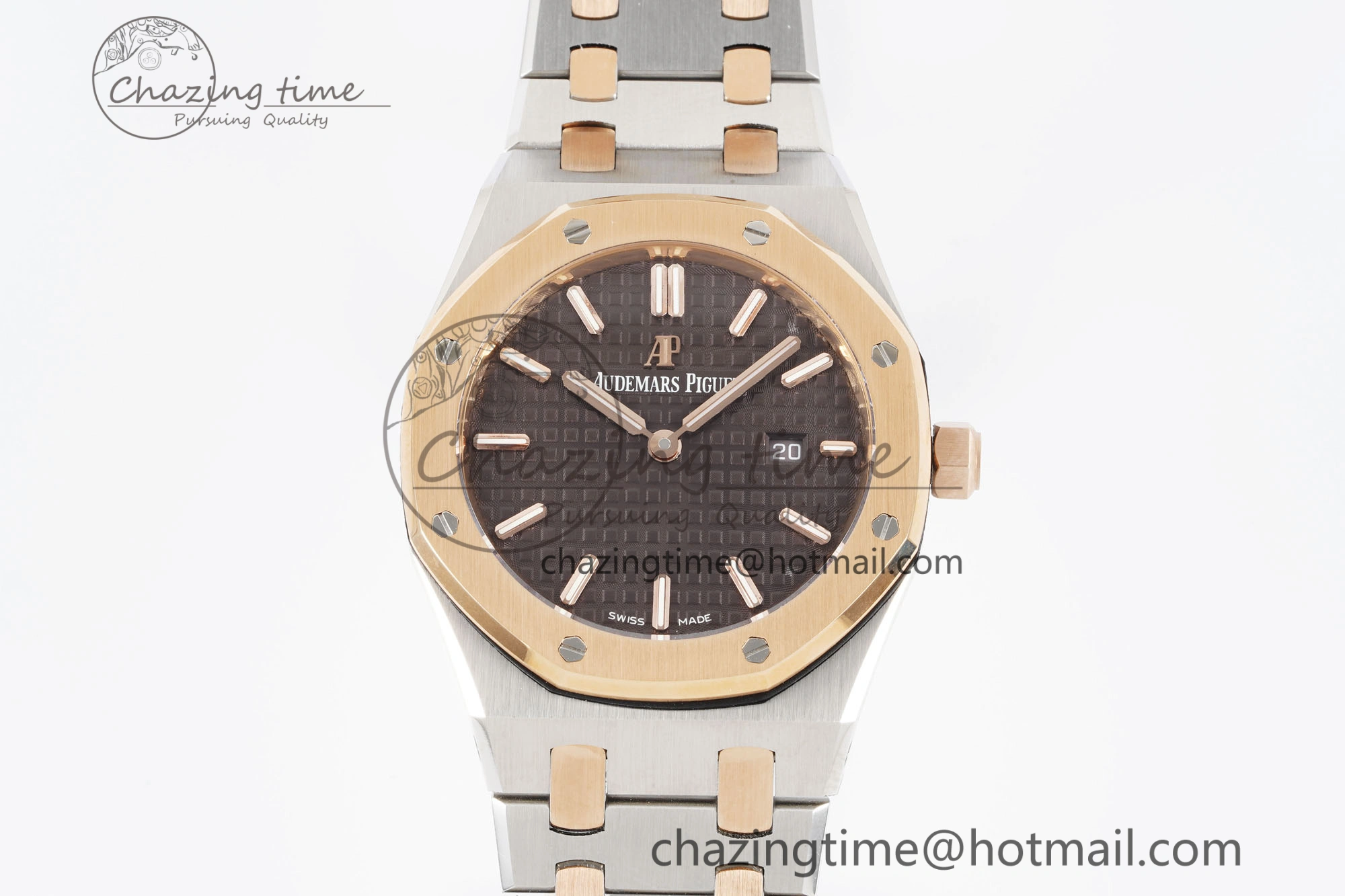 Lady Royal Oak 33mm SS RG JJF 1:1 Best Edition Brown Dial on SS RG Bracelet ETA Quartz