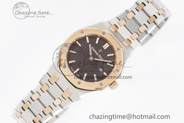 Lady Royal Oak 33mm SS RG JJF 1:1 Best Edition Brown Dial on SS RG Bracelet ETA Quartz