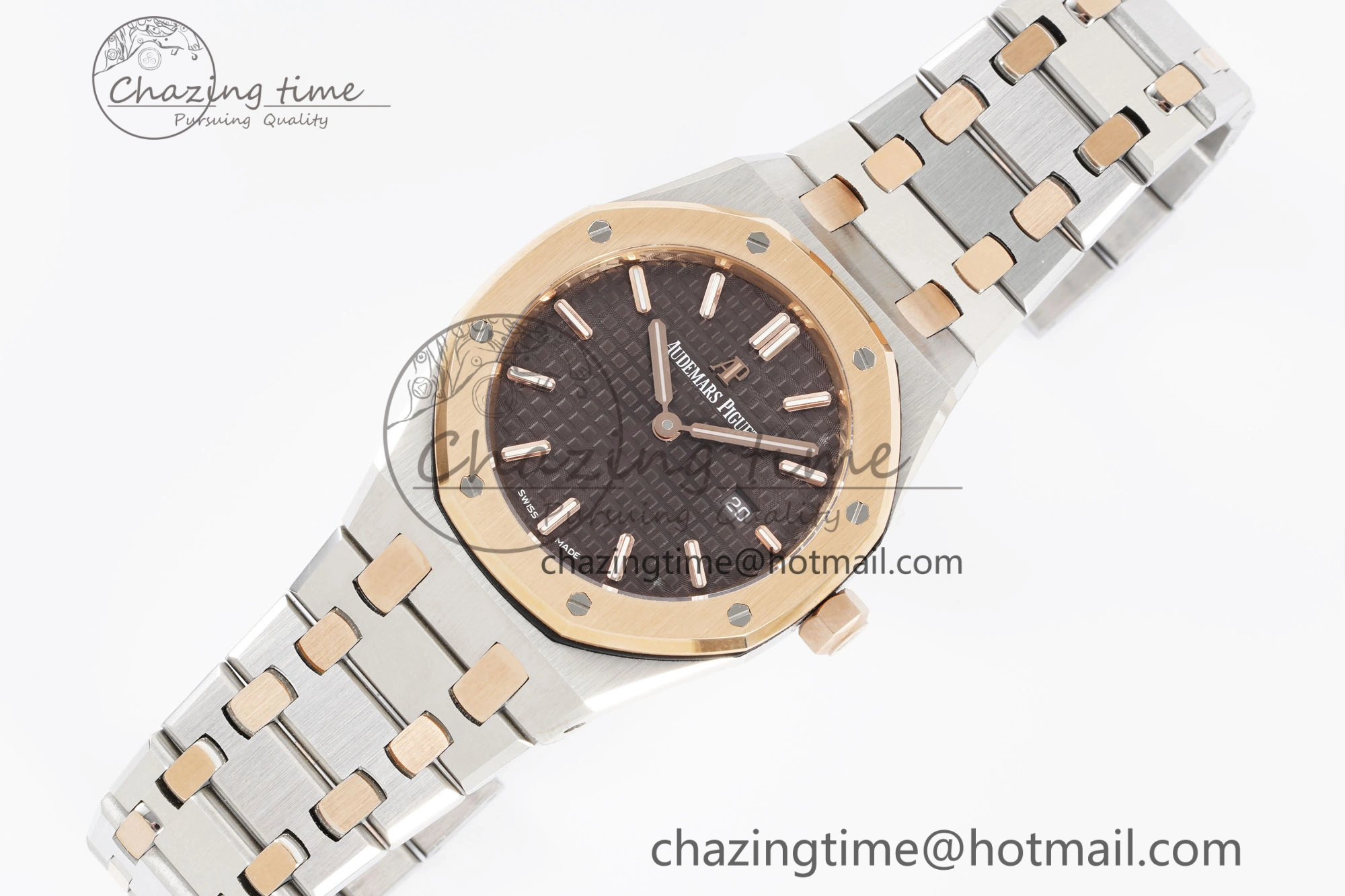 Lady Royal Oak 33mm SS RG JJF 1:1 Best Edition Brown Dial on SS RG Bracelet ETA Quartz
