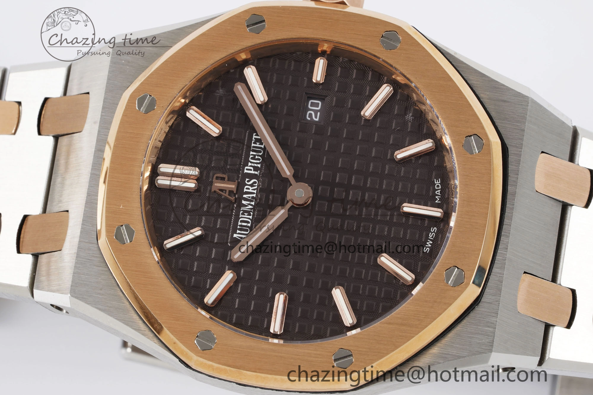 Lady Royal Oak 33mm SS RG JJF 1:1 Best Edition Brown Dial on SS RG Bracelet ETA Quartz