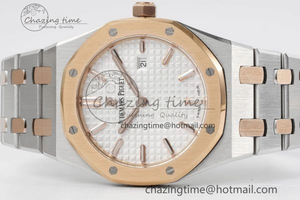 Lady Royal Oak 33mm SS RG JJF 1:1 Best Edition White Dial on SS RG Bracelet ETA Quartz