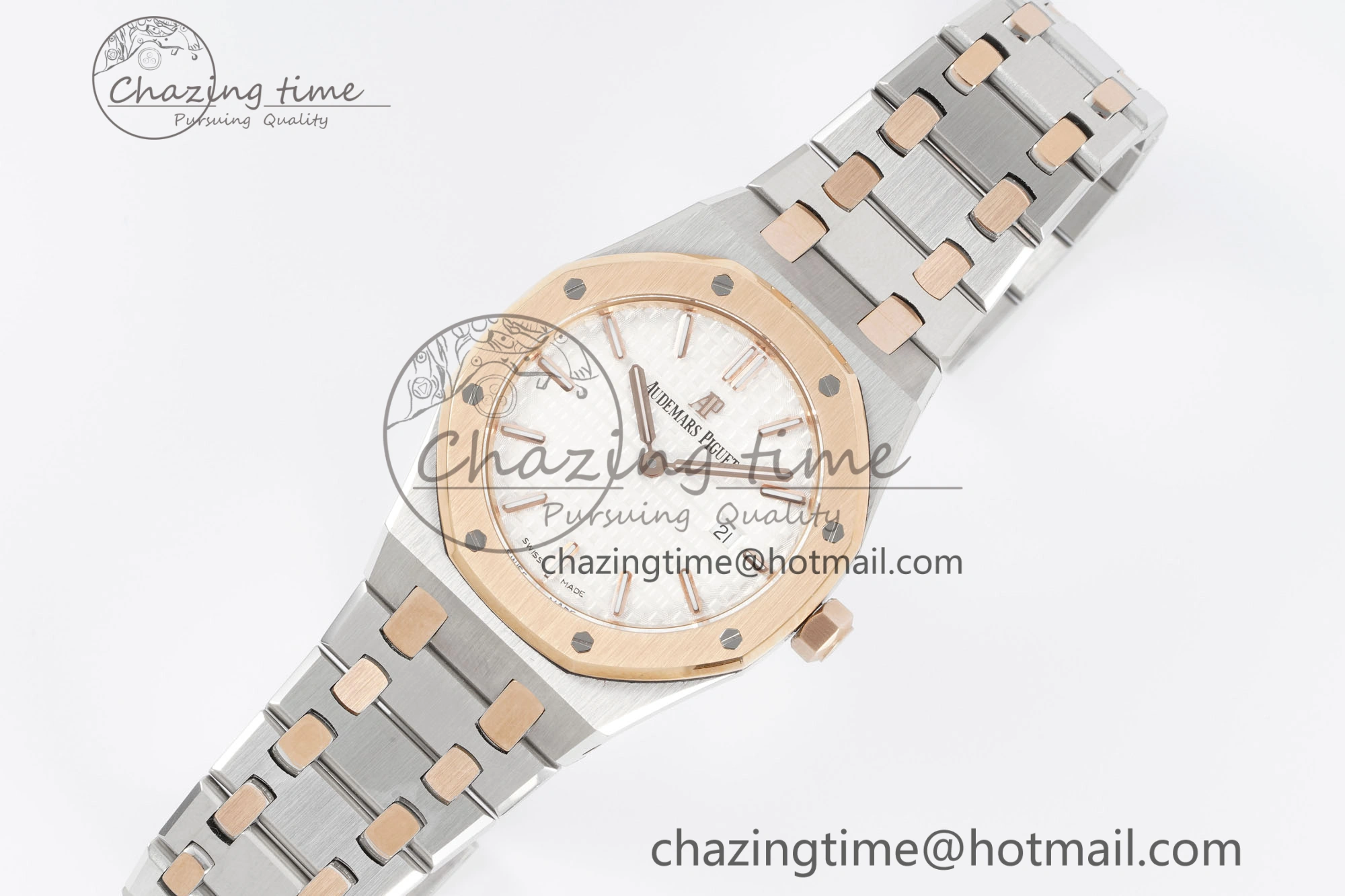 Lady Royal Oak 33mm SS RG JJF 1:1 Best Edition White Dial on SS RG Bracelet ETA Quartz