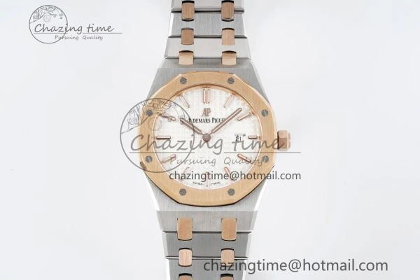 Lady Royal Oak 33mm SS RG JJF 1:1 Best Edition White Dial on SS RG Bracelet ETA Quartz