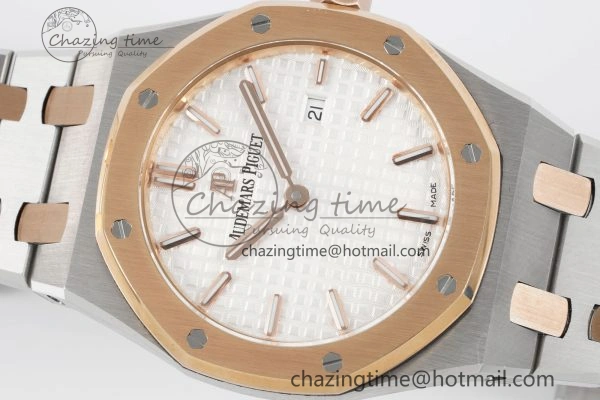 Lady Royal Oak 33mm SS RG JJF 1:1 Best Edition White Dial on SS RG Bracelet ETA Quartz