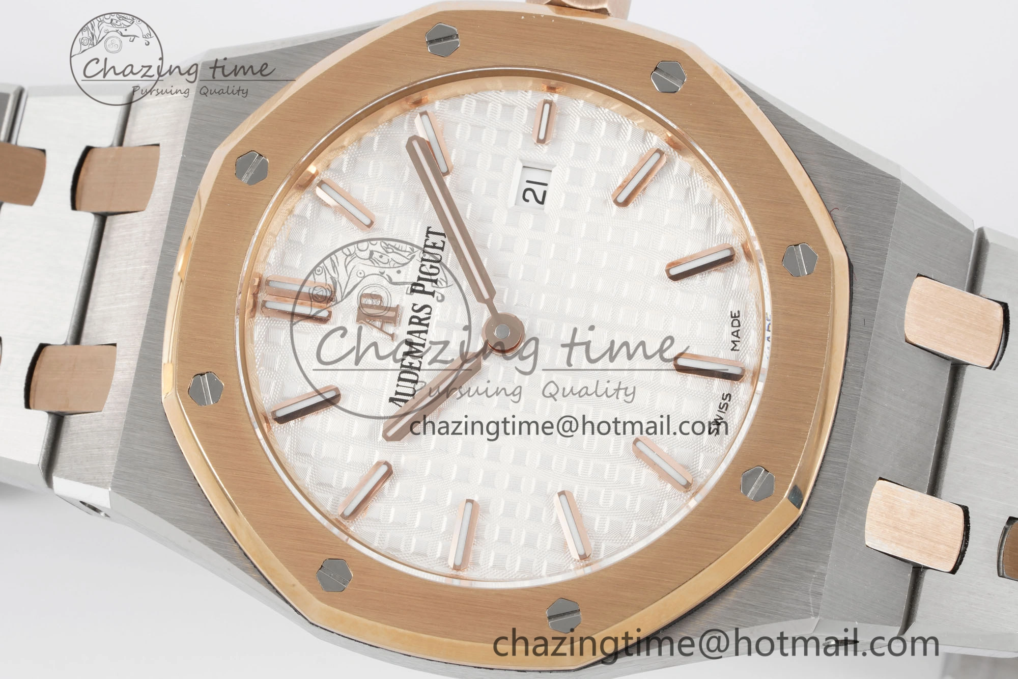 Lady Royal Oak 33mm SS RG JJF 1:1 Best Edition White Dial on SS RG Bracelet ETA Quartz
