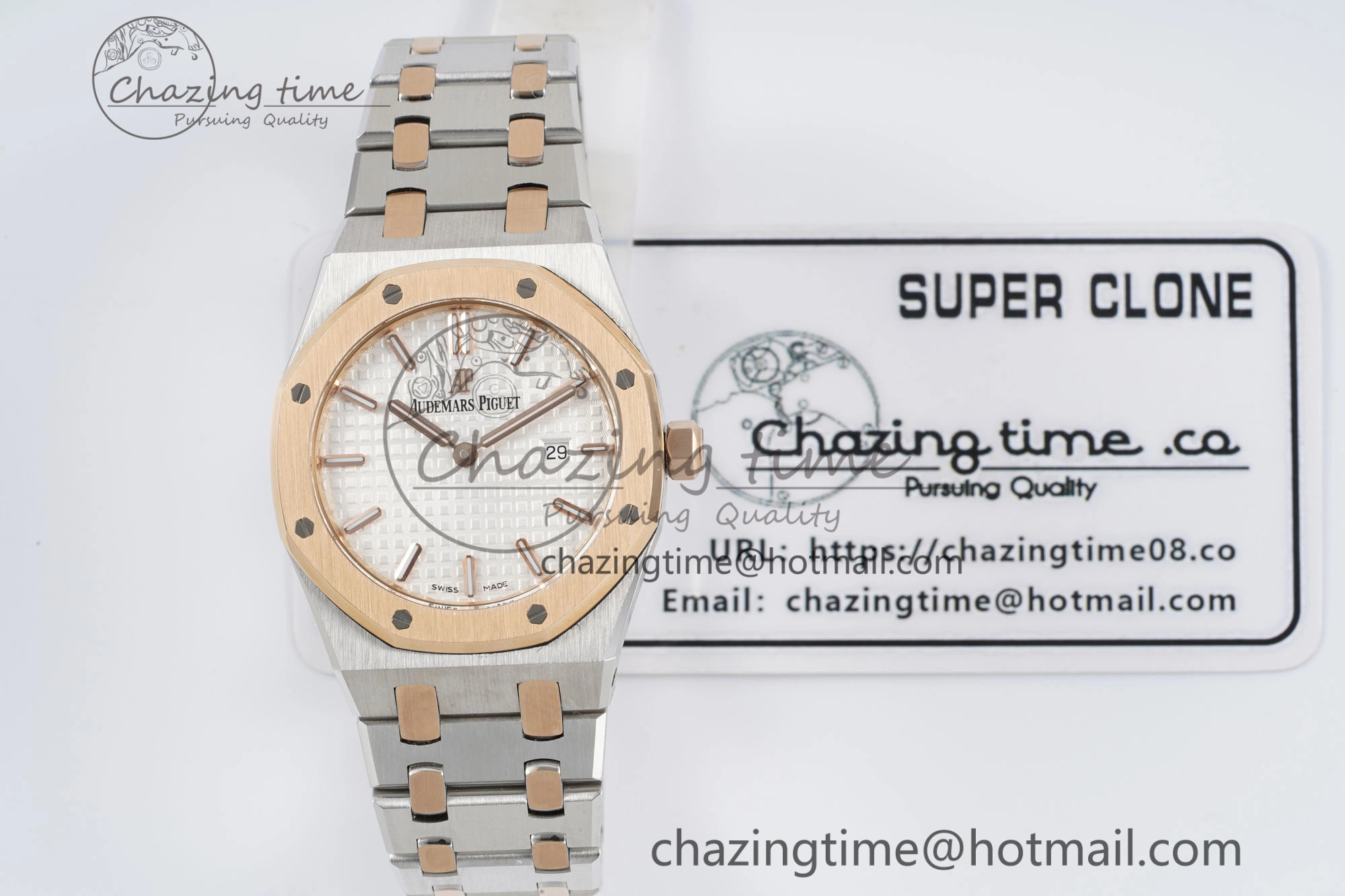 Lady Royal Oak 33mm SS RG JJF 1:1 Best Edition White Dial on SS RG Bracelet ETA Quartz