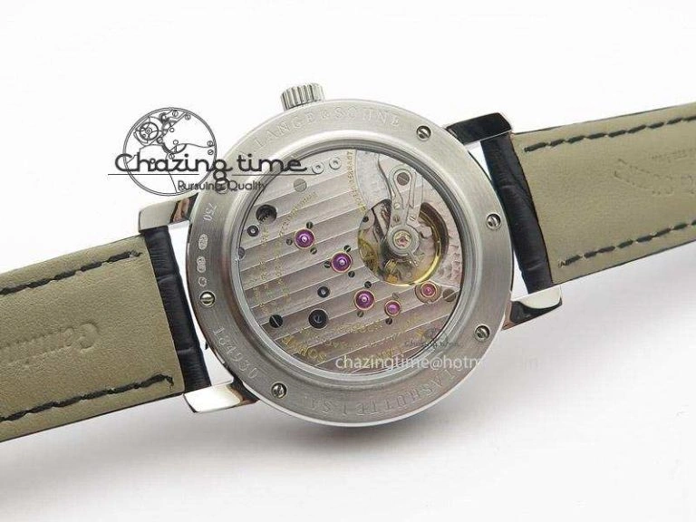 Langematik MK Best Edition SS Black Dial On Black Leather Strap A88275