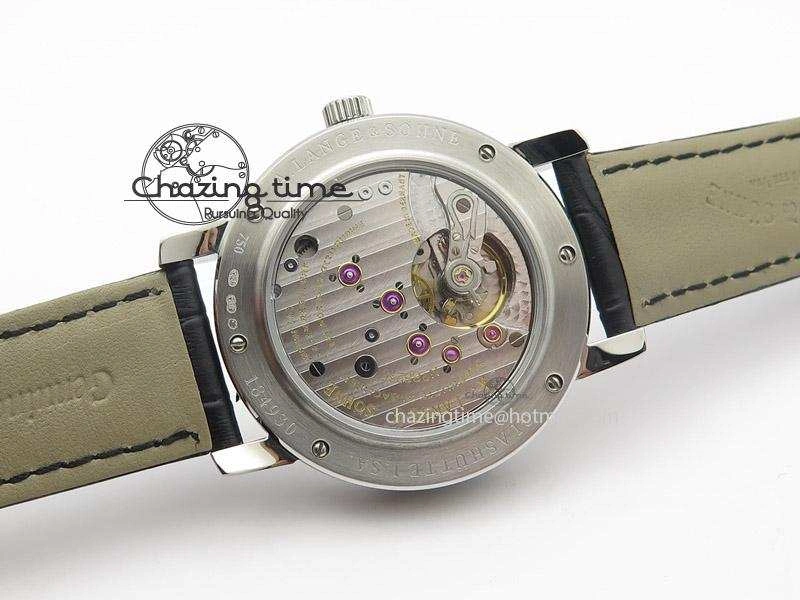Langematik MK Best Edition SS Black Dial On Black Leather Strap A88275