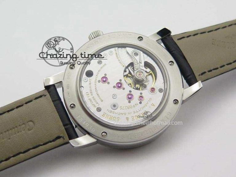 Langematik MK Best Edition SS Black Dial On Black Leather Strap A88275