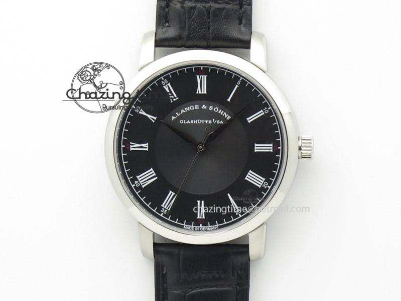Langematik MK Best Edition SS Black Dial On Black Leather Strap A88275
