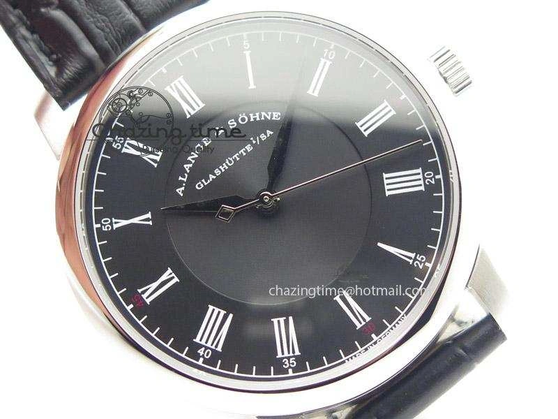 Langematik MK Best Edition SS Black Dial On Black Leather Strap A88275