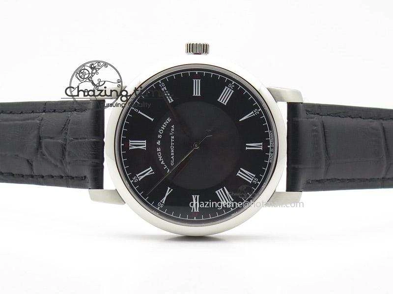Langematik MK Best Edition SS Black Dial On Black Leather Strap A88275