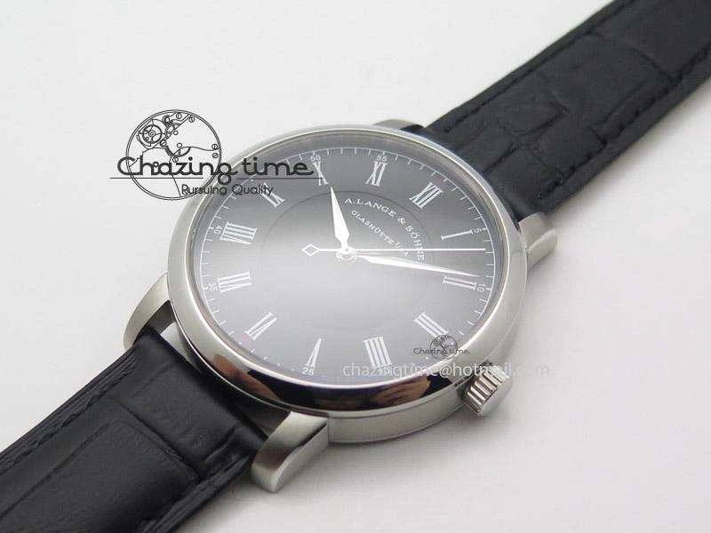 Langematik MK Best Edition SS Black Dial On Black Leather Strap A88275