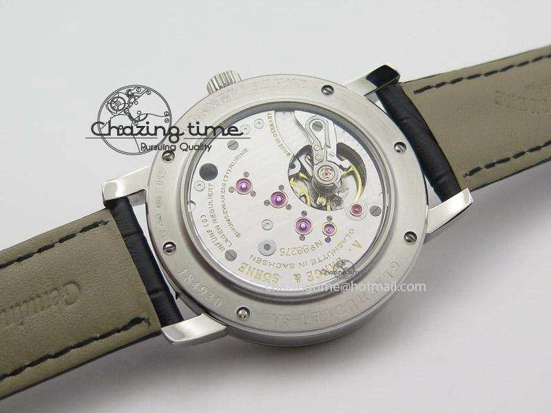 Langematik MK Best Edition SS White Dial On Black Leather Strap A88275