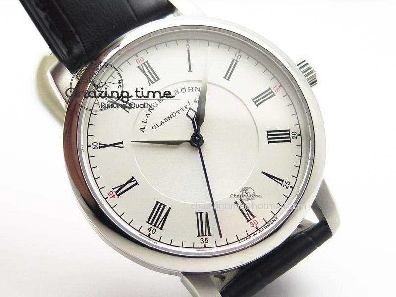 Langematik MK Best Edition SS White Dial On Black Leather Strap A88275