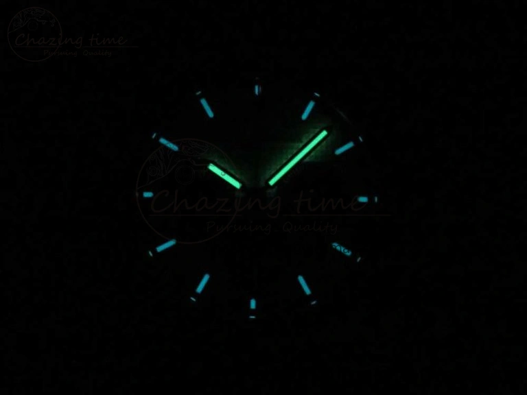 Laureato Chronograph 42mm SS TWA Black Blue Dial on Black Leather Strap A7750