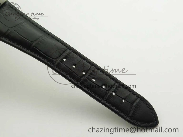 Laureato Chronograph 42mm SS TWA Black Blue Dial on Black Leather Strap A7750
