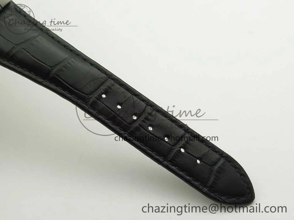 Laureato Chronograph 42mm SS TWA Black Blue Dial on Black Leather Strap A7750
