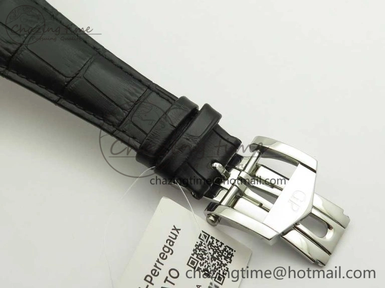 Laureato Chronograph 42mm SS TWA Black Blue Dial on Black Leather Strap A7750