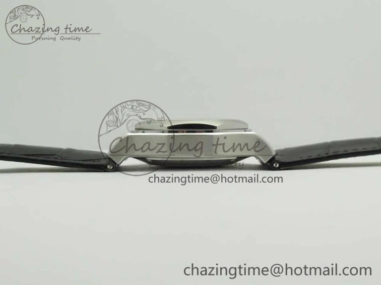 Laureato Chronograph 42mm SS TWA White Black Dial on Black Leather Strap A7750