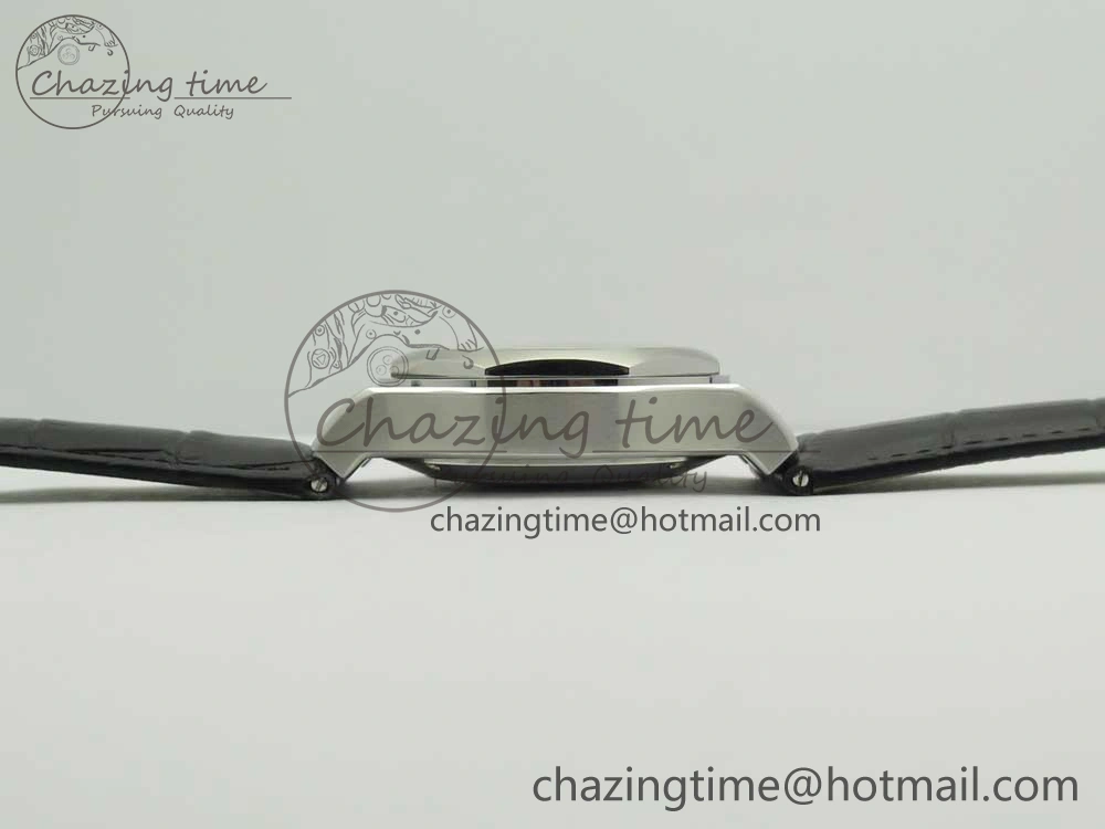 Laureato Chronograph 42mm SS TWA White Black Dial on Black Leather Strap A7750