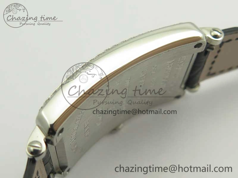 Long Island Color Dream SS Diamonds Bezel GF 1:1 Best Edition on Black Leather Strap Swiss Quartz