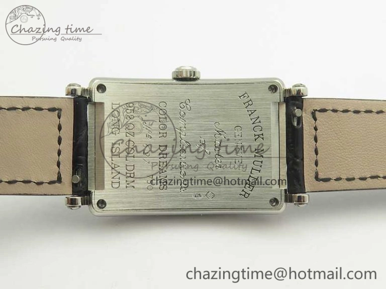 Long Island Color Dream SS Diamonds Bezel GF 1:1 Best Edition on Black Leather Strap Swiss Quartz
