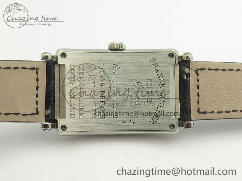 Long Island Color Dream SS Diamonds Bezel GF 1:1 Best Edition on Black Leather Strap Swiss Quartz