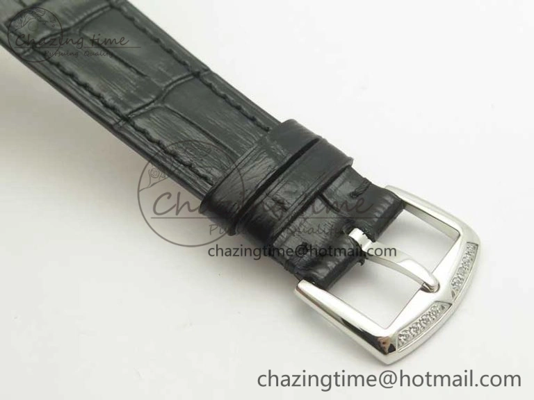Long Island Color Dream SS Diamonds Bezel GF 1:1 Best Edition on Black Leather Strap Swiss Quartz