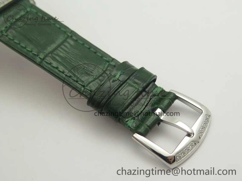 Long Island Color Dream SS Diamonds Bezel GF 1:1 Best Edition on Black Leather Strap Swiss Quartz