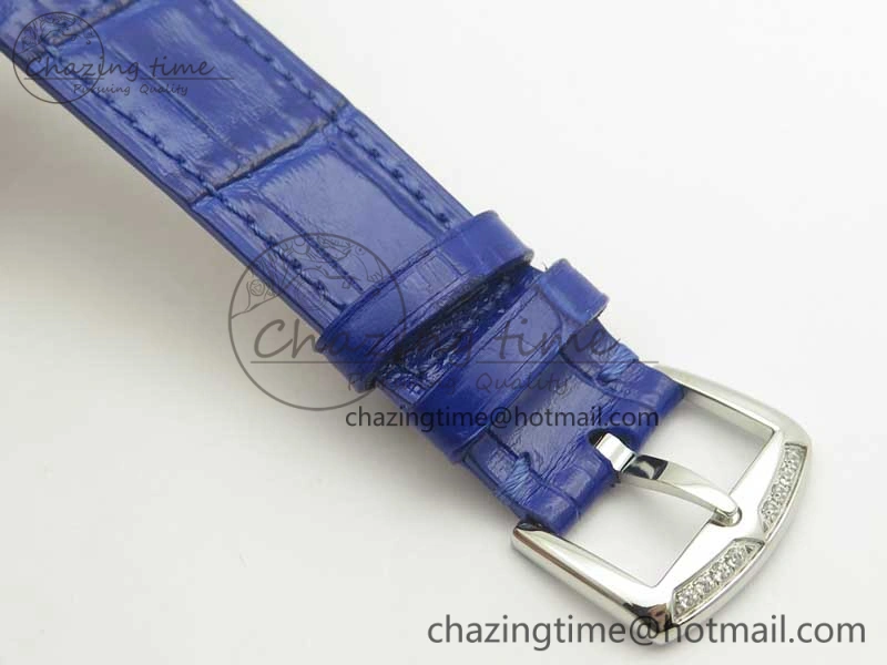 Long Island Color Dream SS Diamonds Bezel GF 1:1 Best Edition on Black Leather Strap Swiss Quartz