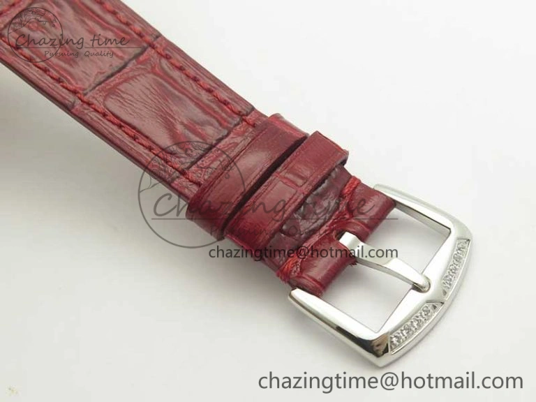 Long Island Color Dream SS Diamonds Bezel GF 1:1 Best Edition on Black Leather Strap Swiss Quartz