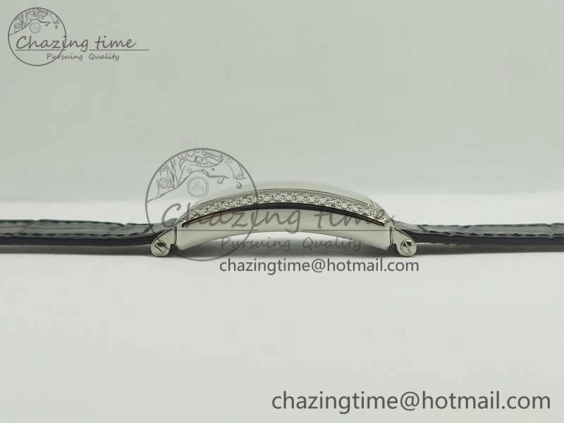 Long Island Color Dream SS Diamonds Bezel GF 1:1 Best Edition on Black Leather Strap Swiss Quartz