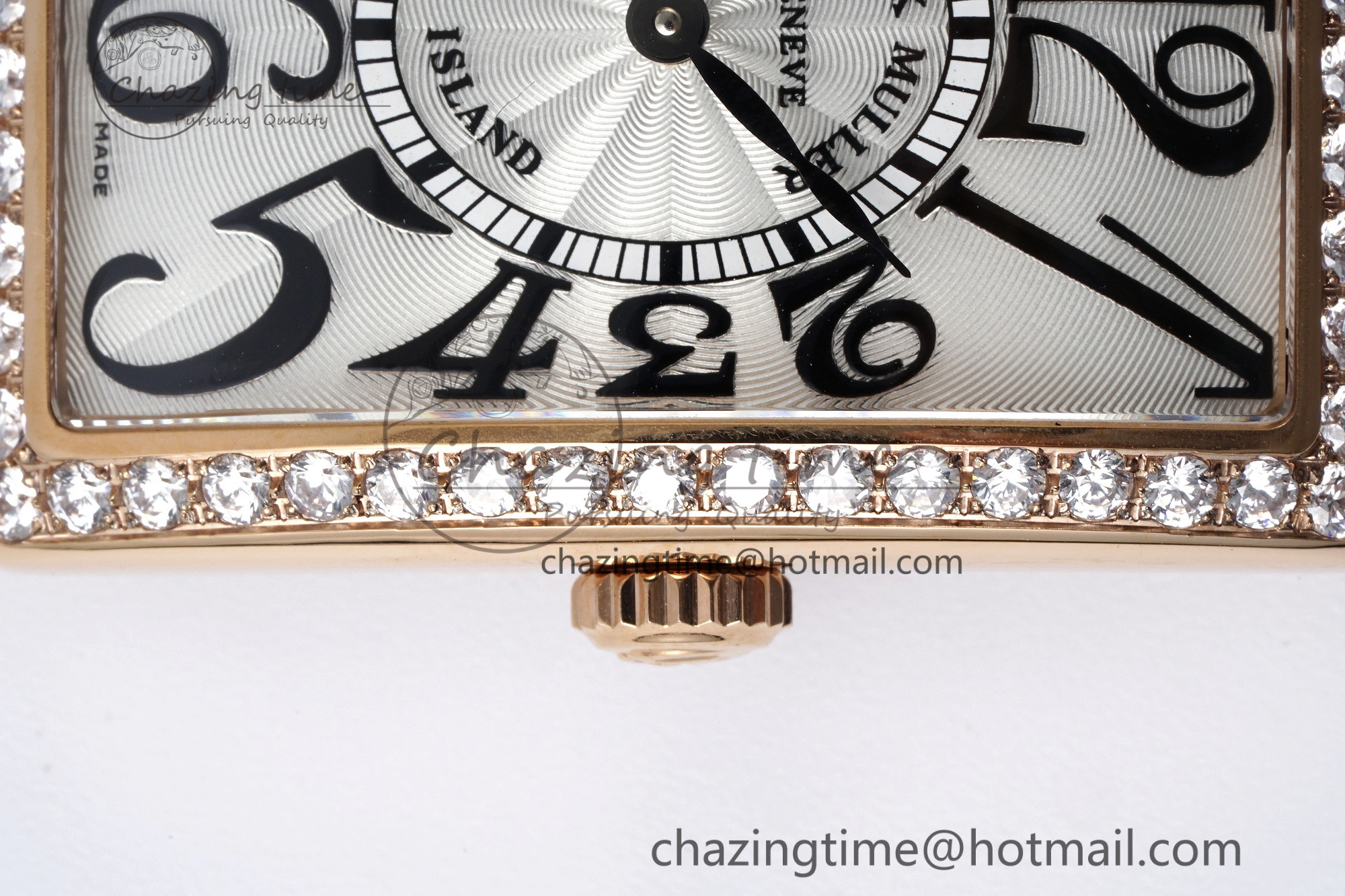 Long Island Ladies RG Diamonds Bezel APSF 1:1 Best Edition White Texured Dial on Red Leather Strap Jap Quartz