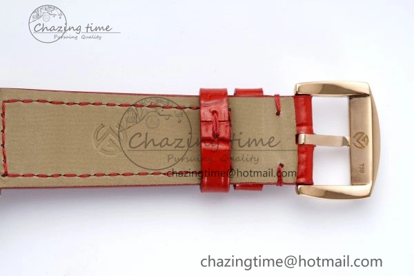 Long Island Ladies RG Diamonds Bezel APSF 1:1 Best Edition White Texured Dial on Red Leather Strap Jap Quartz