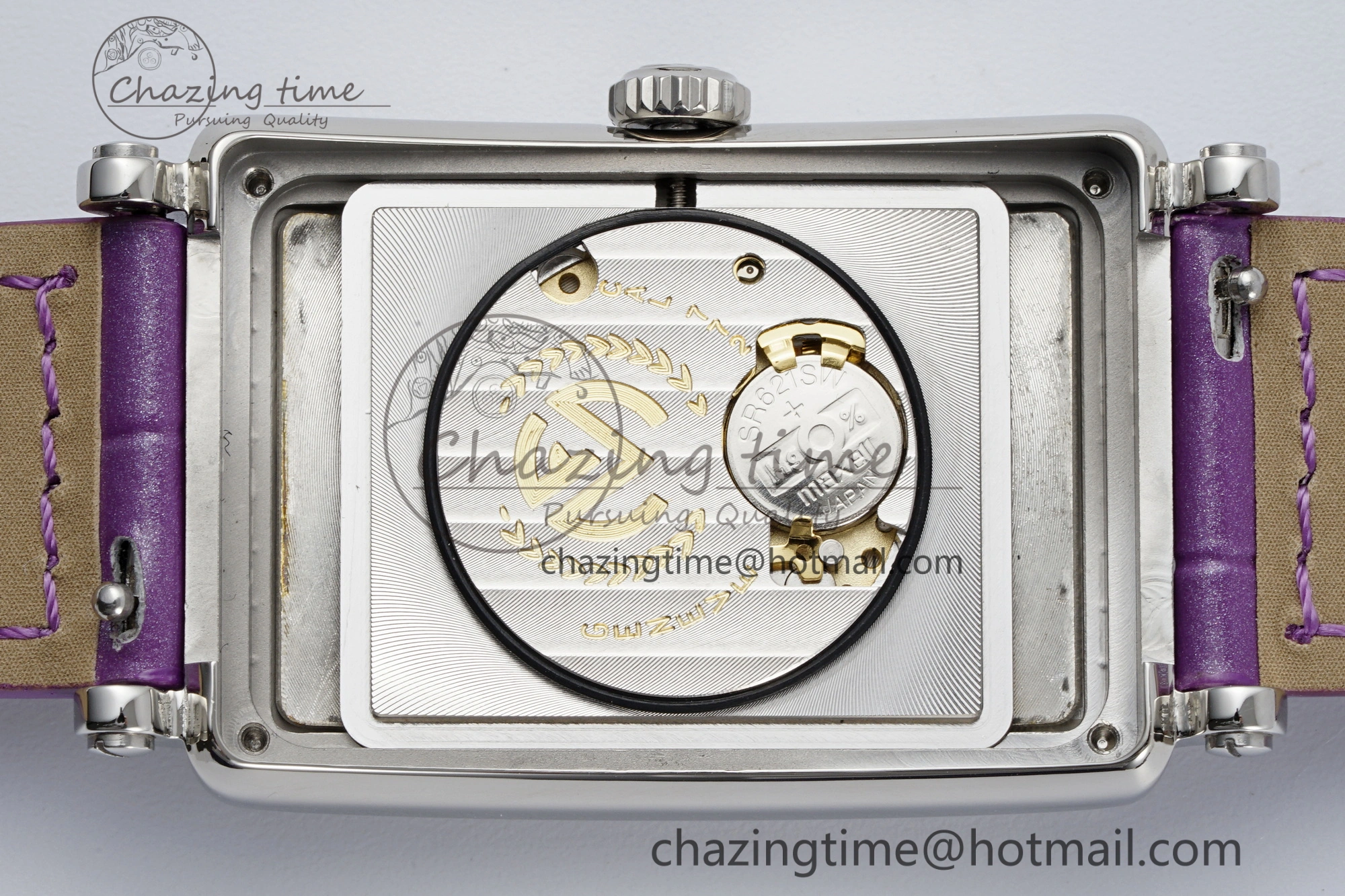 Long Island Ladies SS Diamonds Bezel APSF 1:1 Best Edition White Texured Dial on Purple Leather Strap Jap Quartz