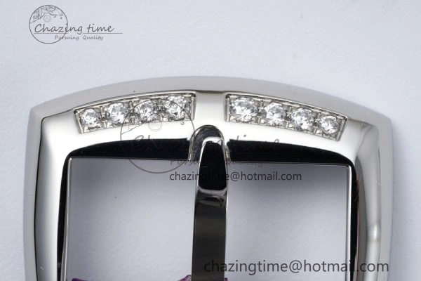 Long Island Ladies SS Diamonds Bezel APSF 1:1 Best Edition White Texured Dial on Purple Leather Strap Jap Quartz