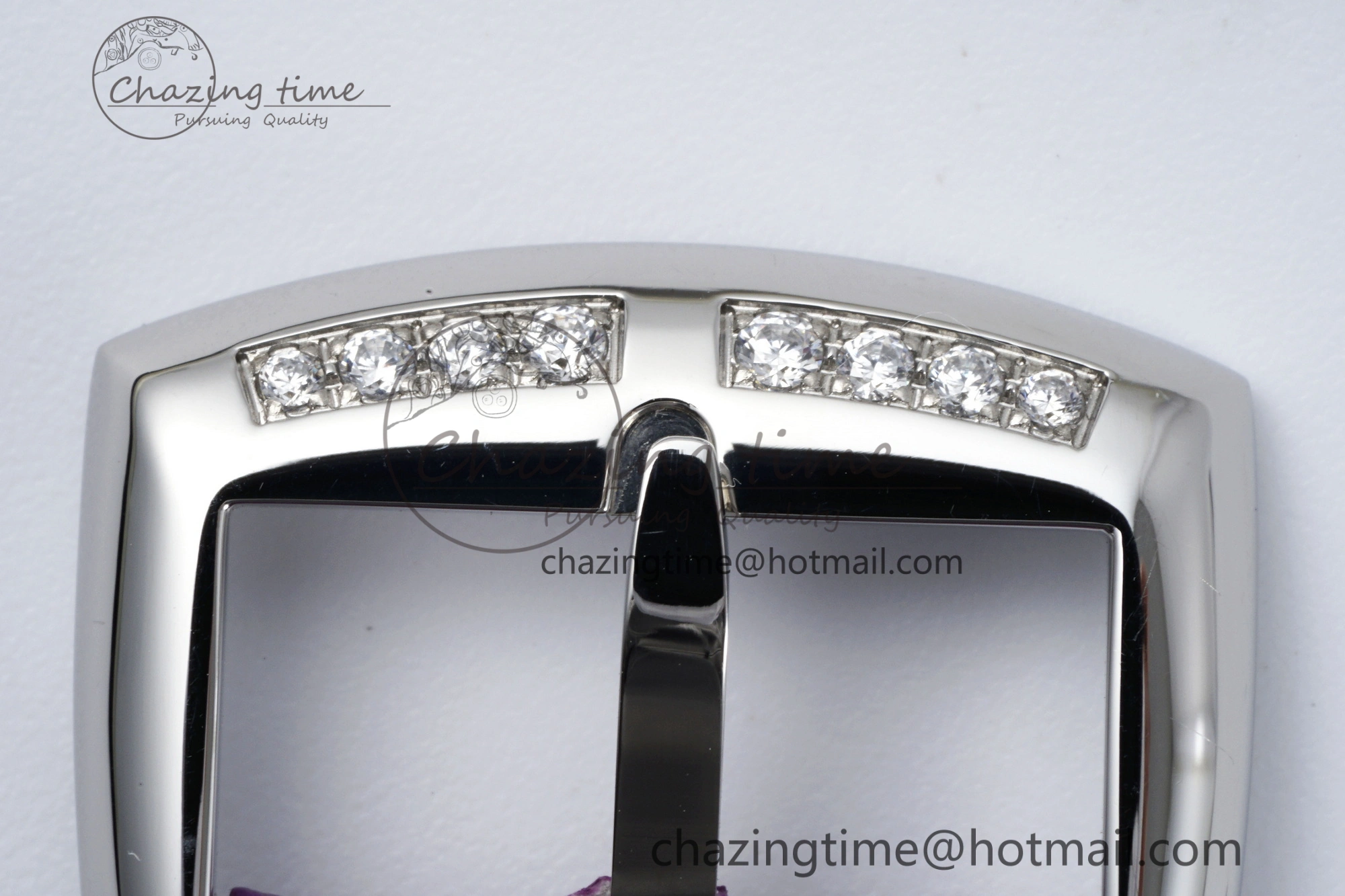 Long Island Ladies SS Diamonds Bezel APSF 1:1 Best Edition White Texured Dial on Purple Leather Strap Jap Quartz